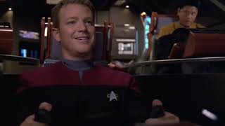Lt. Paris and Ensign Kim Are In the Newly-Completed Delta Flyer