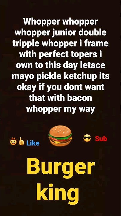 Burger King With My Burger Queen Lyrics burger King 👑 lyrics - YouTube