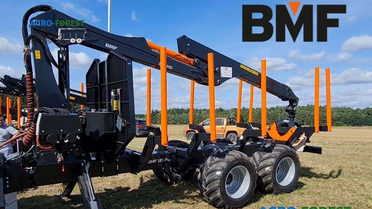 BMF Przyczepa Leśna 18T1 PRO 800HD+  18t | Żuraw 8m 2250kg na 4m Napędy 4x4 Black Bruin AGRO-FOREST