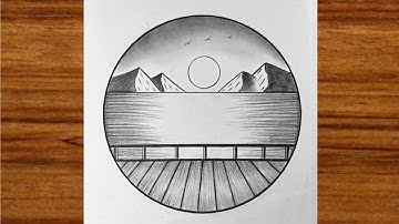How to draw pencil sketch scenery | Easy circle scenery drawing | Easy drawing ideas for beginners