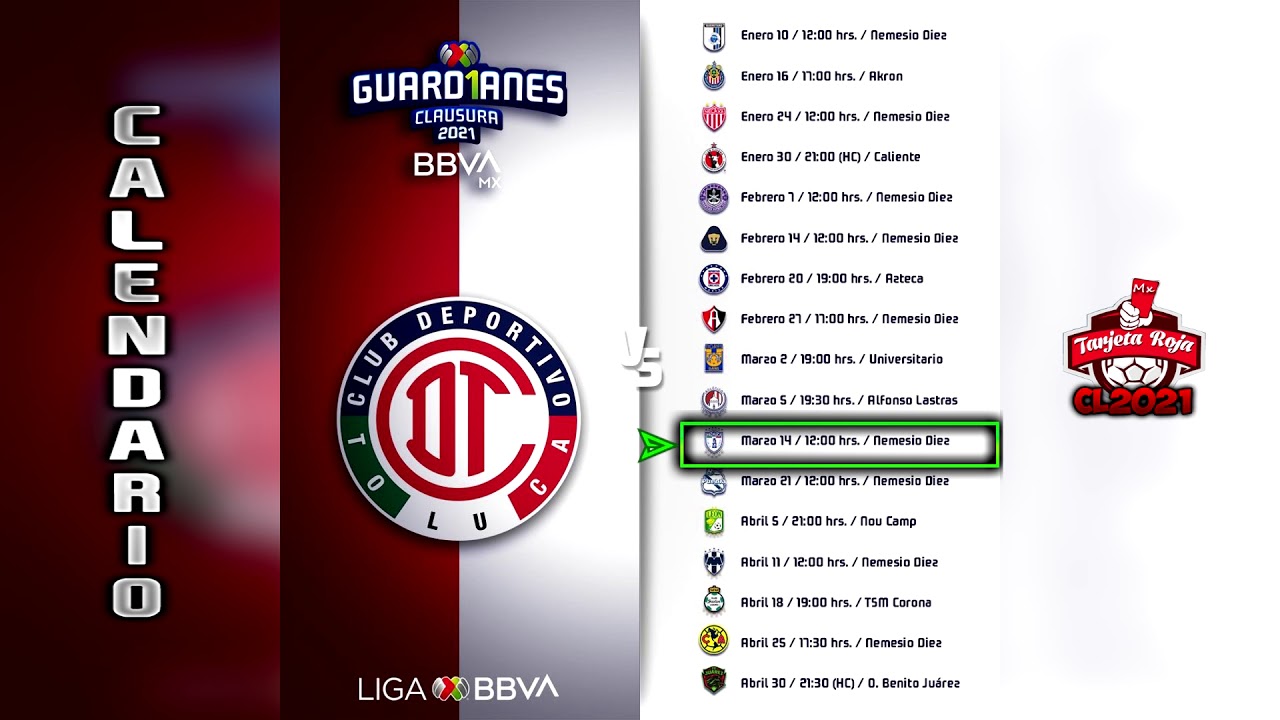 Diablos Rojos del Toluca Calendario Oficial | Clausura 2021 | Liga Mx  Guardianes 2021 - YouTube