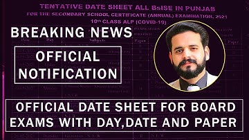 Official date Sheet for Board Exams With Day,Date and Paper
