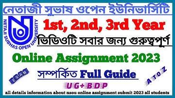 NSOU UG & BDP 2023 : Online Assignment Related Full Guide & Today Update || Netaji Open University