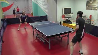 настольный теннис - топ-спин по подставке Чирков - Лыков