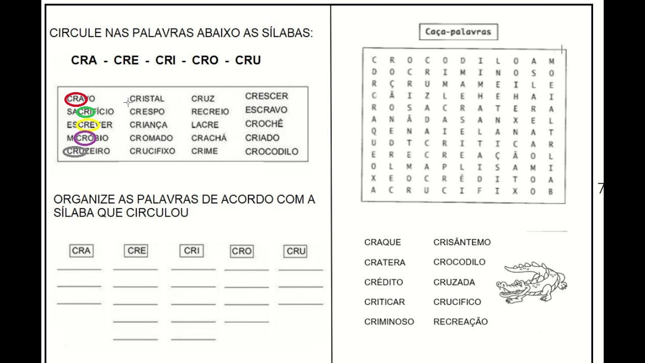 Sílabas complexas P. 7 (CRA - CRE -CRI - CRO - CRU) 
