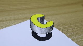 how to draw 3d letter c easy 3d letters drawing
