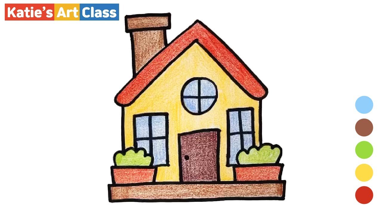 How to draw HOUSE step by step l Easy drawing and painting Tutorial ...
