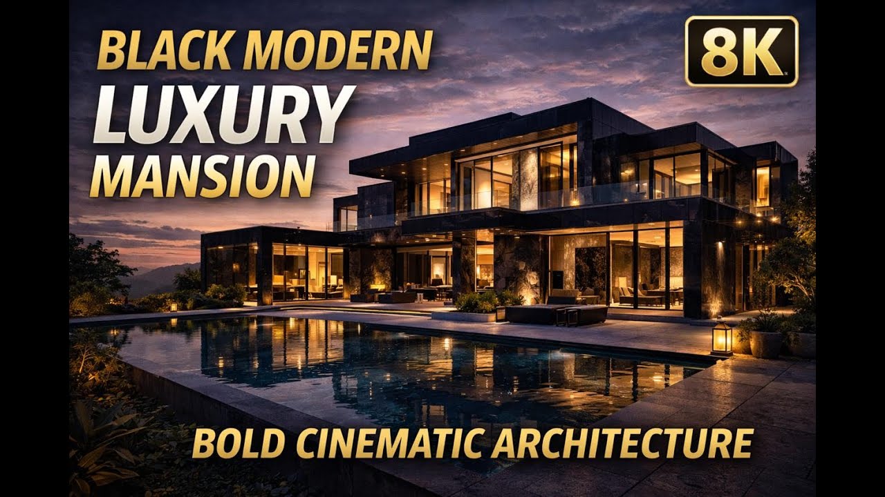 Black... Modern Luxury Mansion 8K | Bold Cinematic Architecture Tour