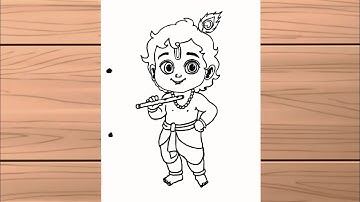 Cute bal krishna Drawing || how to draw lord little krishna drawing easy || Janmashtami Drawing 