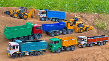 Jcb 3dx backhoe and Tata tipper truck 2518 parking videos | jcb cartoon | dumper gadi #2