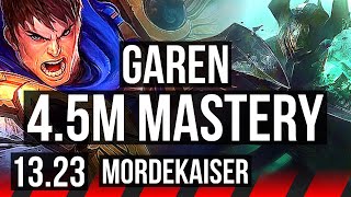 GAREN vs MORDEKAISER (TOP) | 4.5M mastery, 8 solo kills, 1100+ games, Godlike | KR Master | 13.23