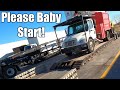 Cold Start Bucket Truck In Texas To Unload