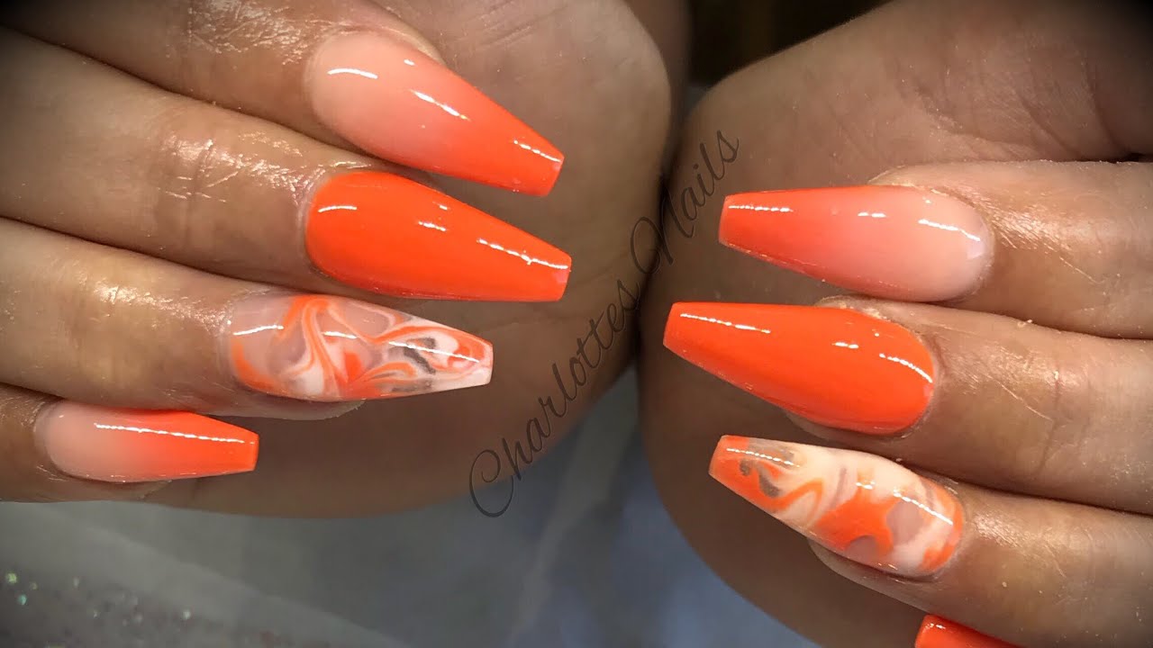 Orange and Clear Nail Design Ideas - wide 3