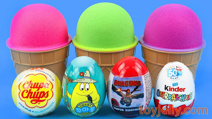 3 Color Kinetic Sand in Ice Cream Cups Surprise Toys Chupa Chups Yowie Kinder Surprise Eggs