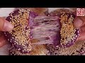 Purple potato pancake with cheese。芝士馅紫薯饼，超级好吃，新手也能一次成功 ！大人小孩都爱吃！