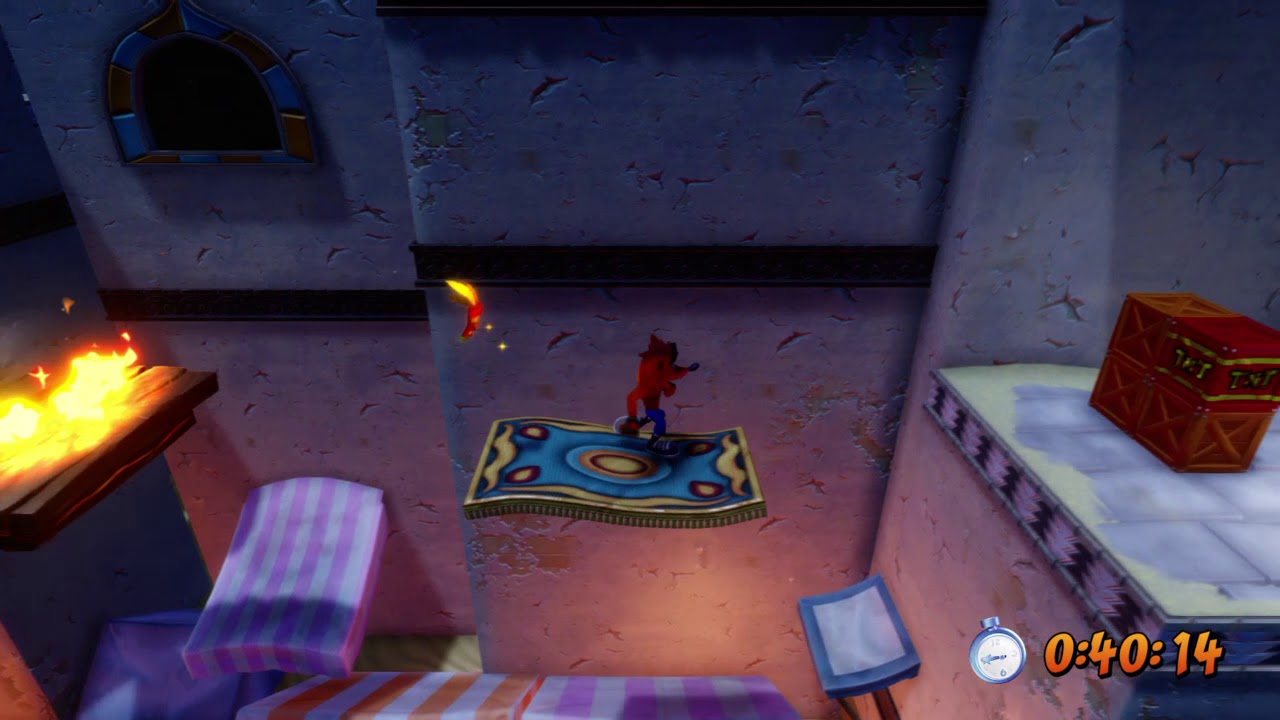 Crash Bandicoot N. Sane Trilogy_warped. Flaming passion. Blue relic