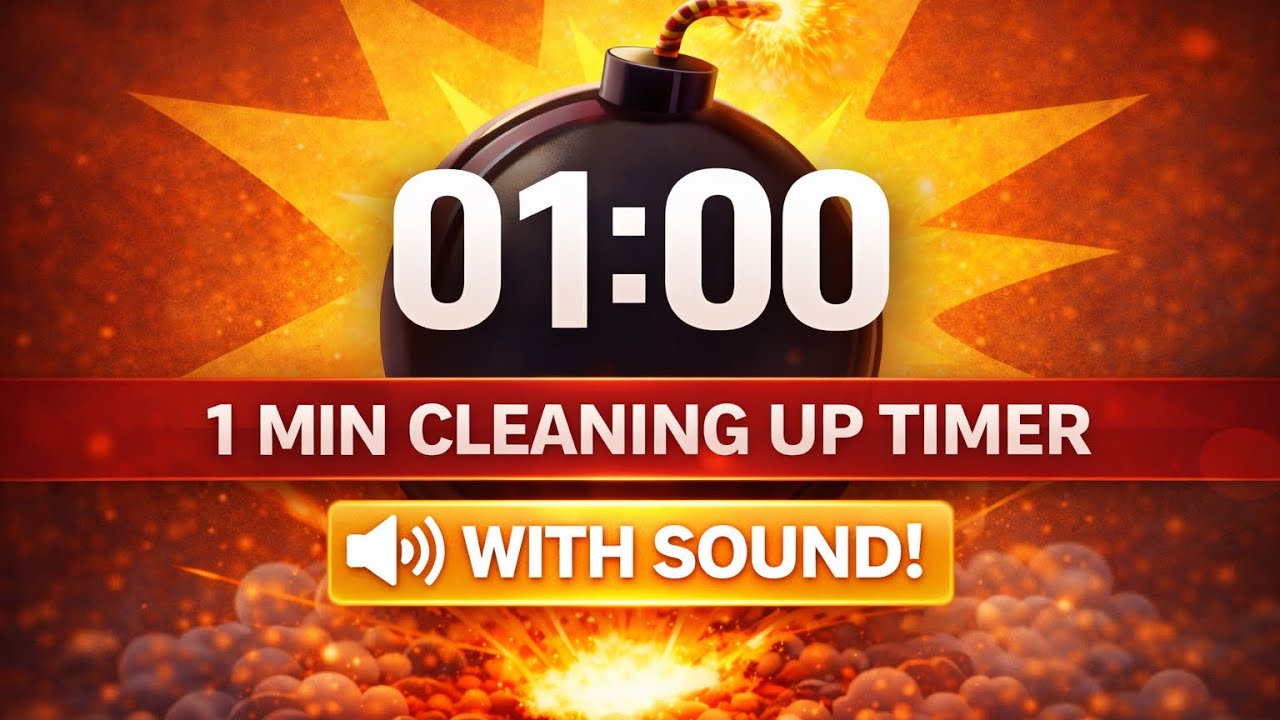 1 Minute Cleaning Up Timer 💣 WITH SOUND! | Fast Classroom Countdown ...