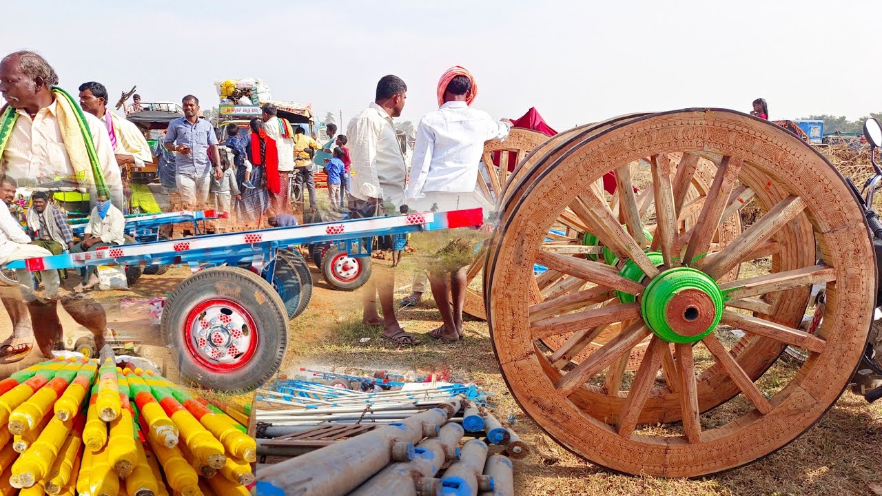 మల్దకల్ తిమ్మప్ప స్వామి జాతరలో ఎద్దుల పనిముట్లు-tools all agriculture-bulls farmers machineries-oxen