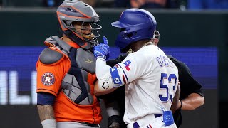 Benches Clear After Adolis Garcia Is Hit By Pitch | Full Sequence | MLB Clutch Moments And Walk Offs