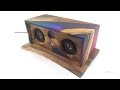 Handmade Wooden Bluetooth Speaker from walnut wood with epoxy resin. Speaker can be a perfect gift.