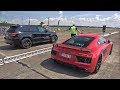 707HP Jeep Trackhawk vs Audi R8 V10 Plus with Akrapovic Exhaust