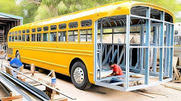 He Transforms an Old Bus into Luxury Mobile Home in 1 Week. Full Transformation Process