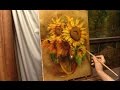 Янтарные подсолнухи. Amber sunflowers. Alla Prima. Process of creating oil painting from Oleg Buiko.