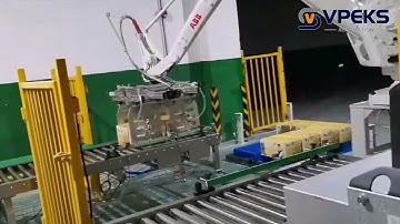 Automatic carton palletizing system with ABB robot IRB460
