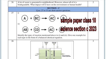 cbse sample paper class 10 science section c 2022-23 with solutions