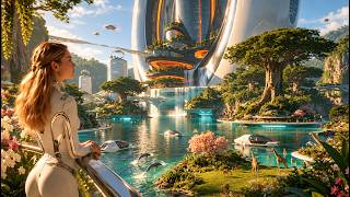Futuristic Forest City of Giant Trees 🌳 1 Hour Sci-Fi Ambient Music for Sleep & Focus | Year 3600