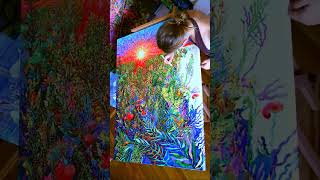 Extra large watercolor painting creative process
