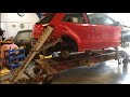 VW Polo collision repair straightening process on a Celette MUF 7 car frame machine , part 2
