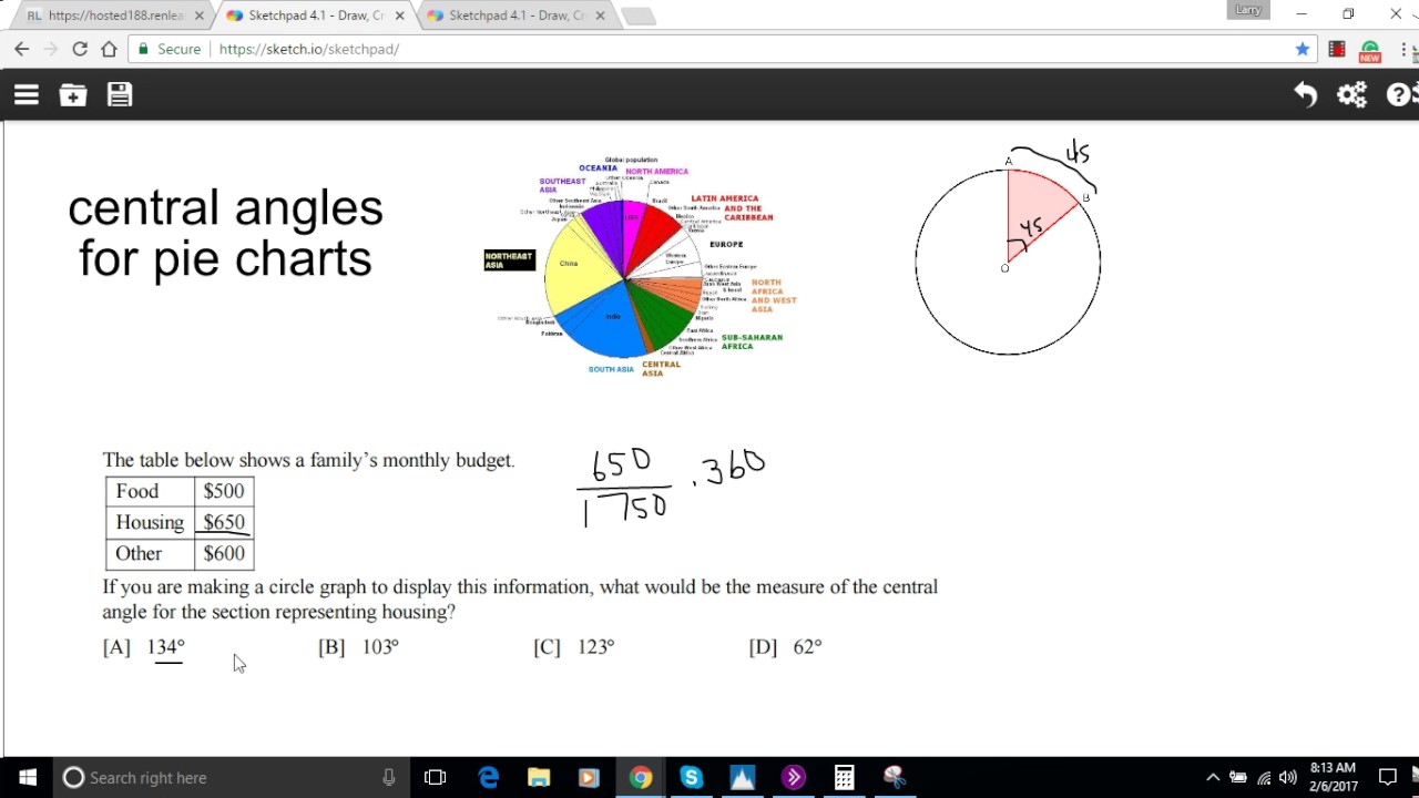 Central Angle In Pie Chart