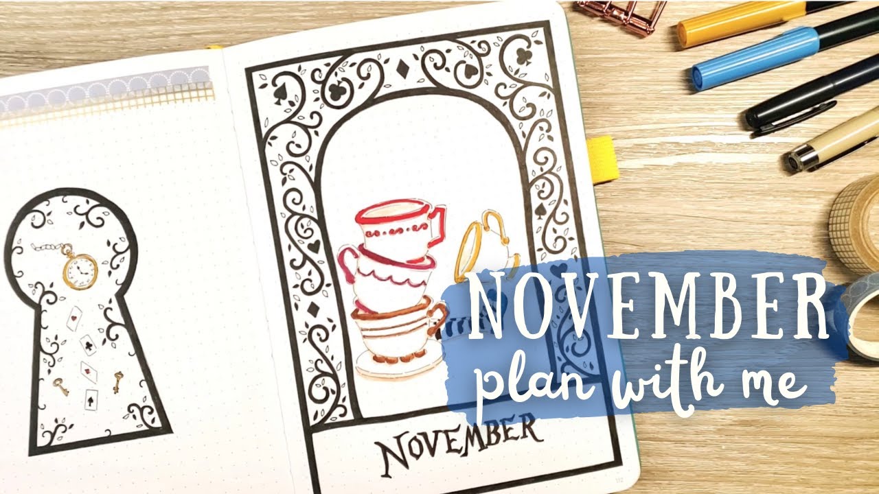 PLAN WITH ME | November 2021 Bullet Journal Set-Up | Alice in Wonderland [Eng Sub]