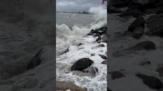 Strong waves from former Hurricane Debby crash on Connecticut shore