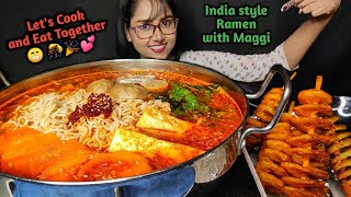 Eating & Cooking Indian style Ramen, Tornado Potato | Big Bites | Asmr Eating | Mukbang
