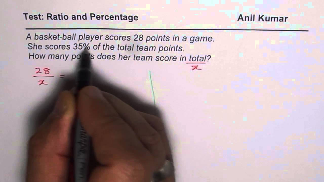 Find Total Points Scored in Basketball where 35 percent is 28 YouTube