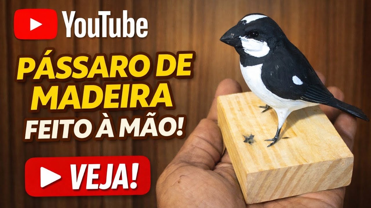 Pássaro de madeira bigodinho ou bigodeiro todo feito a mão parte da pintura 