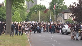 Local protesters call for police reform as a result of George Floyd's death
