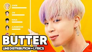 Video thumbnail of "BTS - Butter (Line Distribution + Lyrics Color Coded)"