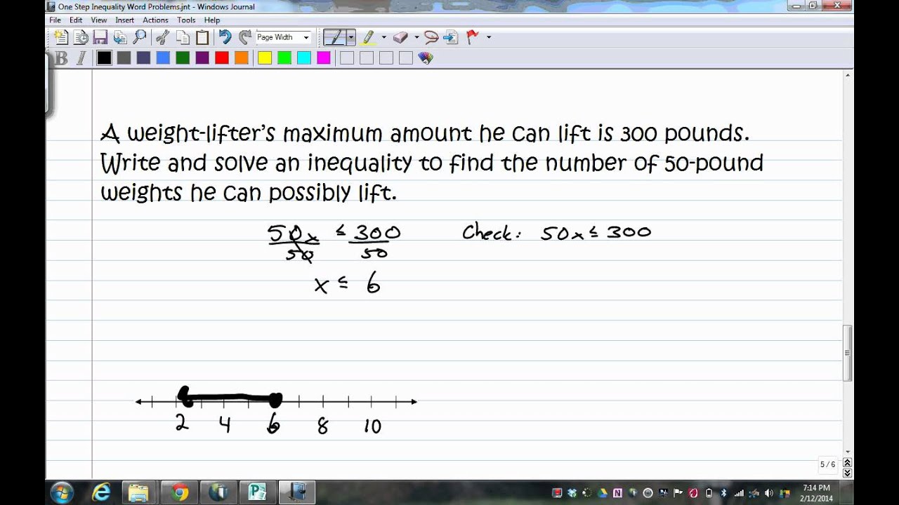 Inequality word problem examples