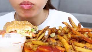 ASMR FIVE GUYS MUKBANG CHEESEBURGER AND FRIES Eating Sounds TWILIGHT