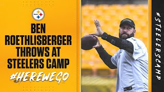 EXCLUSIVE: Ben Roethlisberger THROWS passes at Steelers Training Camp for the FIRST TIME on camera