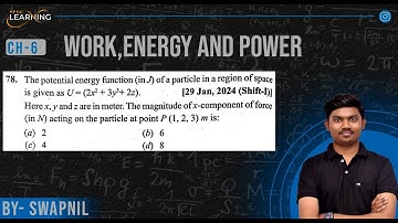 The potential energy function (in J) of a particle in a region of space is given as U=(2x2 + 3y3+ 2