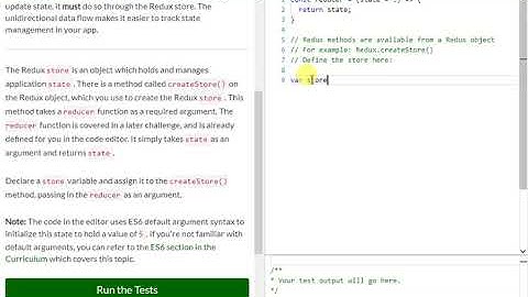 FCC: Redux: Create a Redux Store (1)