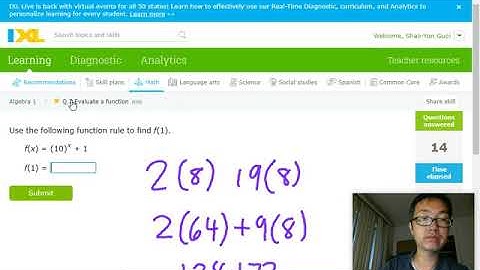 IXL Algebra 1: Q7: Evaluate a Function