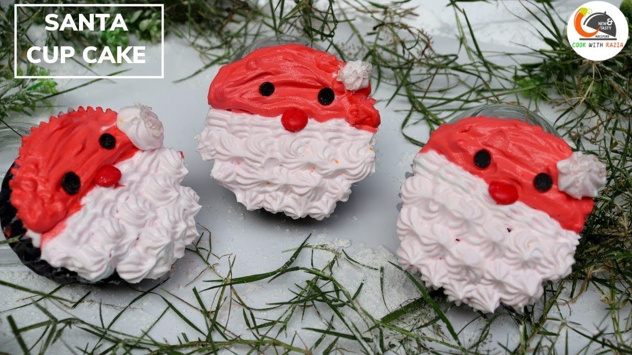 Cute Santa Cupcake Recipe For This Christmas|Cupcake Recipe| Cakes ...