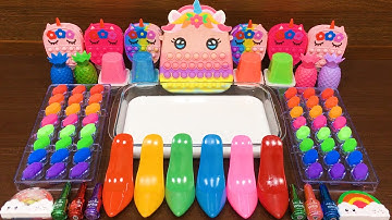 RAINBOW !!! Mixing Random Things into GLOSSY SLIME!!! Series #75 Satisfying RAINBOW slime video !!!