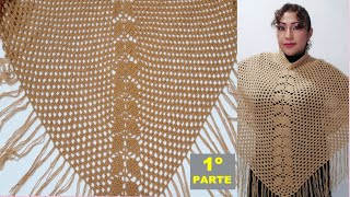 COMO TEJER EN CROCHET PONCHO CON HOJAS SUPER FÁCIL DE TEJER 1ºPARTE