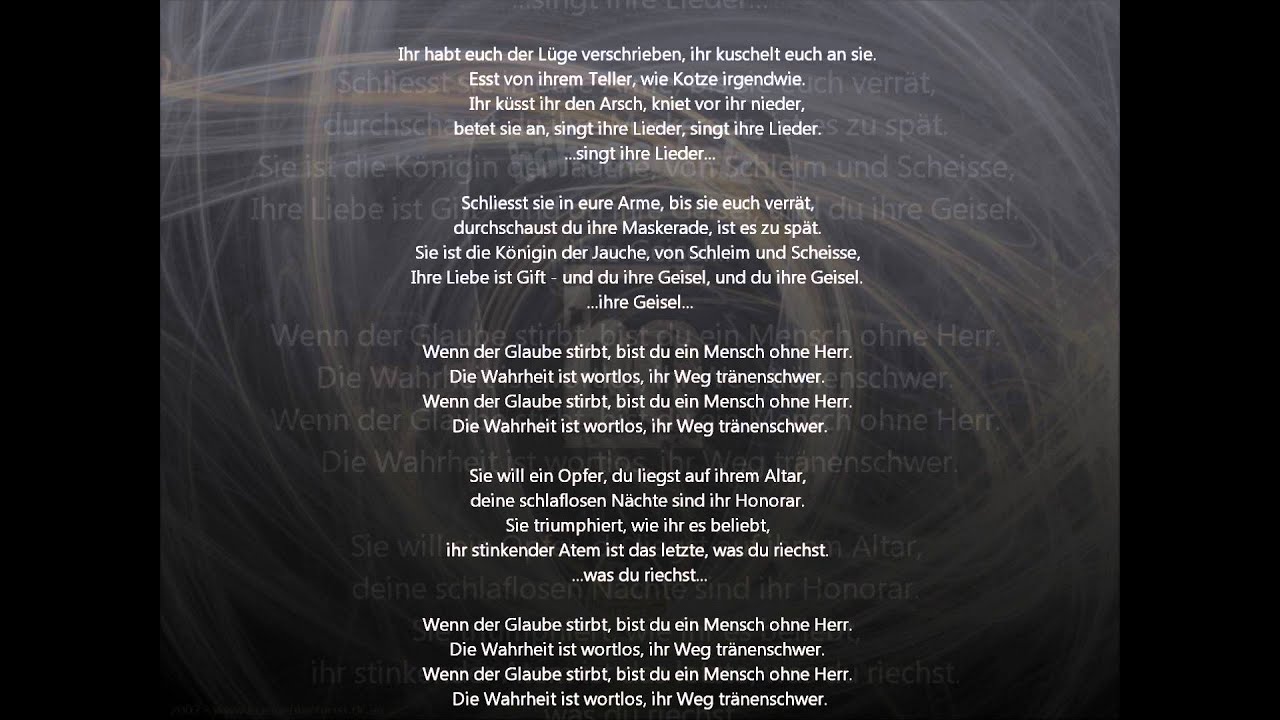 Bohse Onkelz Bin Ich Nur Glucklich Wenn Es Schmerzt Text